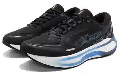 特步 舒适日常减震耐磨 低帮跑步鞋 男款 黑蓝