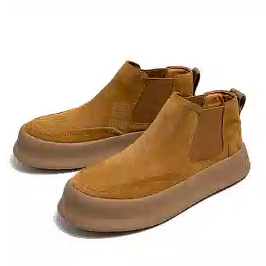 威世米邦 牛反绒 百搭舒适 厚底 短筒 切尔西靴 男款 棕色