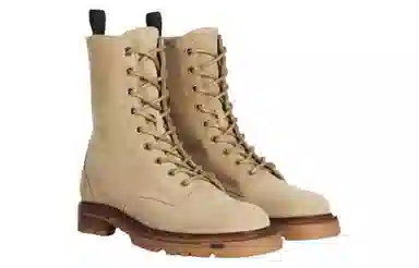 DIOR Leather Lace-Up Mid Martin Boots Brown