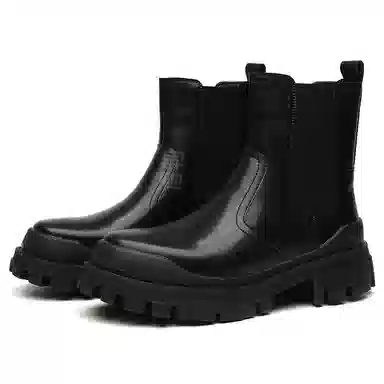 卡奇奥蒂 超纤皮 英伦风时尚百搭 中筒 切尔西靴 男款 黑色