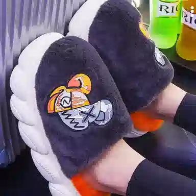 姝娈 绒面 舒适百搭 包头拖鞋 女款 黑色