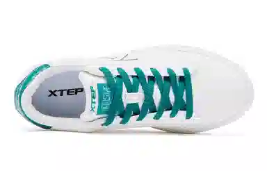 特步 百搭休闲 轻松舒适 防滑耐磨 低帮 板鞋 男款 白绿