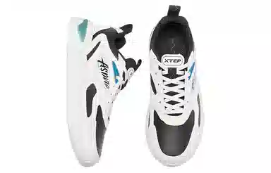 特步 百搭潮流 减震防滑 低帮 生活休闲鞋 男款 黑白