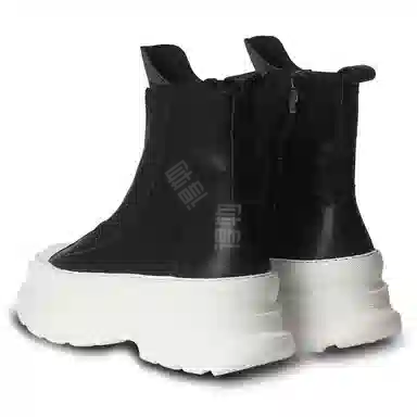 泰点 休闲厚底增高中跟 短靴 男款 黑