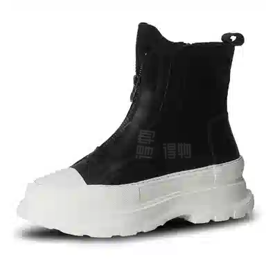 泰点 休闲厚底增高中跟 短靴 男款 黑