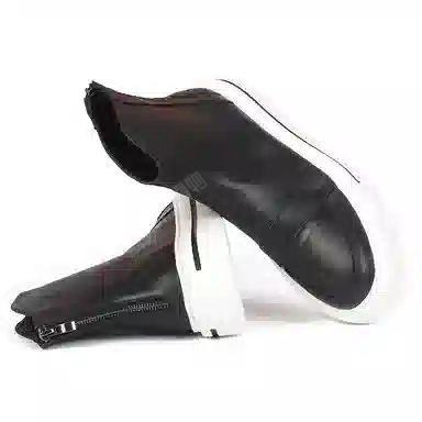 泰点 头层牛皮 时尚百搭 短靴 中跟 男款 黑色