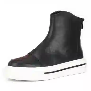 泰点 头层牛皮 时尚百搭 短靴 中跟 男款 黑色