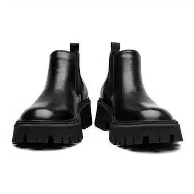 卡奇奥蒂 超纤皮 韩版潮流 英伦烟筒 切尔西靴 男款 黑色