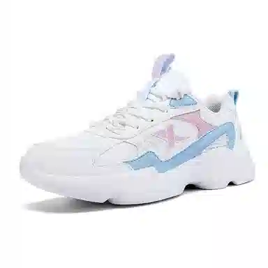 特步 轻便舒适厚底减震耐磨透气 低帮跑步鞋 女款 白蓝