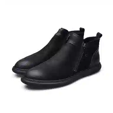 PARDASAUL Round Toe Side Zipper Boots Black