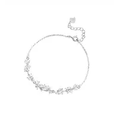 【 999纯银丨满钻爆闪 福韵金 】六桂福珠宝 紫藤花微笑宝石花朵轻奢浪漫小众设计在逃公主高级甜美温柔气质百搭百搭好运 足银 手链 女款