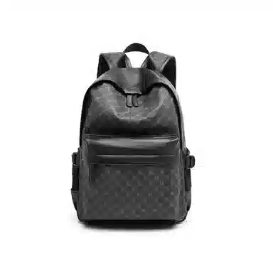 老人头 经典通勤百搭大容量上班潮流背包 合成革 双肩包 常规 男款 黑色印花