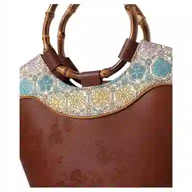 上海故事 香云纱新中式国风 桑蚕丝 手提包 女款 浅咖棕/深灰色