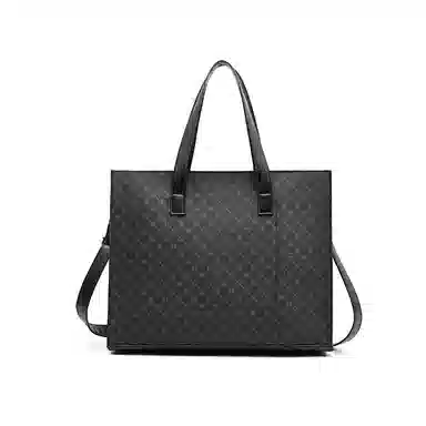 老人头 通勤百搭简约小众设计上班单肩包 合成革 斜挎包 男款 黑色-棋盘格