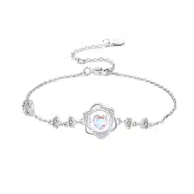 【S999足银纯银】 七好美银 心动玫瑰 精致轻奢时尚优雅温柔浪漫小清新 简约小众高级感设计 日常通勤百搭 琉璃 手链 女款