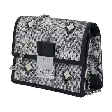 MCM Vintage Jacquard Mini Wallet Grey