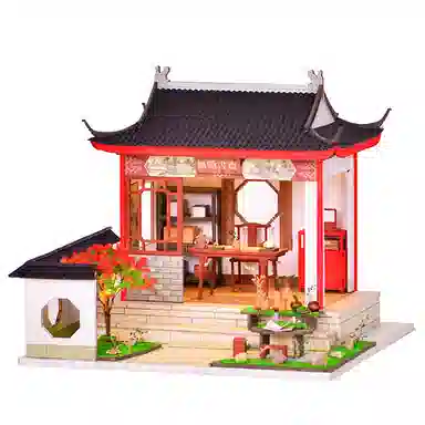 格薇拉 中国风小屋创意庭院别墅 拼装模型
