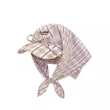 艾佳微 韩系个性复古格子头巾夏季遮阳街头拍照绑带三角巾潮  聚酯纤维 防晒帽 男女同款情侣款