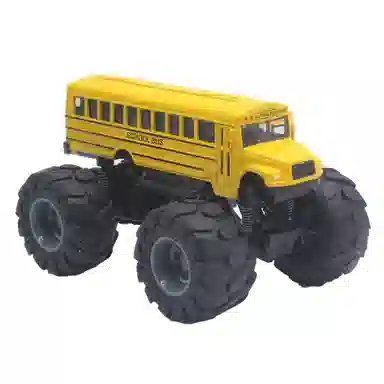 格薇拉 合金大脚校巴车回力巴士汽车 成品模型