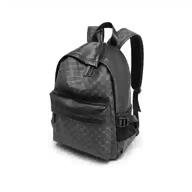 老人头 经典通勤百搭大容量上班潮流背包 合成革 双肩包 常规 男款 黑色印花