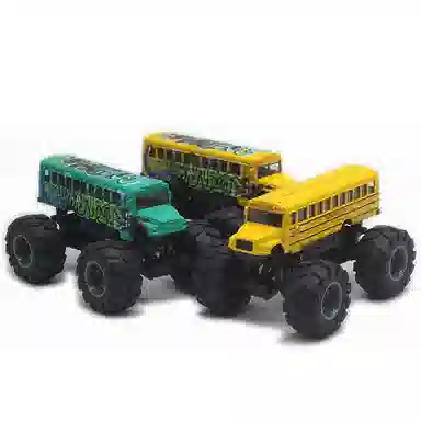 格薇拉 合金大脚校巴车回力巴士汽车 成品模型