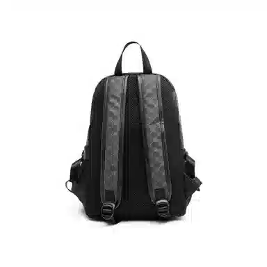 老人头 经典通勤百搭大容量上班潮流背包 合成革 双肩包 常规 男款 黑色印花