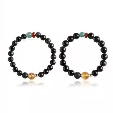 【佳偶天成 I 矢志不渝】 永恒旋律 增财增情 情比金坚 新中式国风转运珠 精致浪漫小众设计高级感日常百搭好运 黑曜石 手串 男女同款情侣款