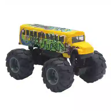 格薇拉 合金大脚校巴车回力巴士汽车 成品模型