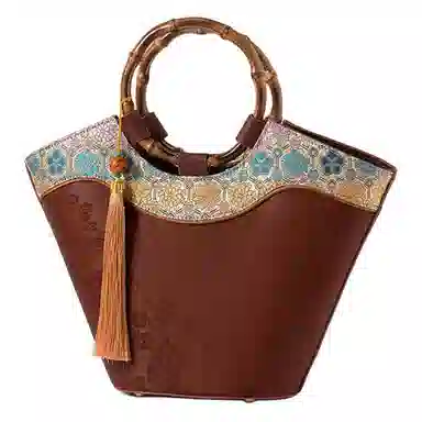 上海故事 香云纱新中式国风 桑蚕丝 手提包 女款 浅咖棕/深灰色