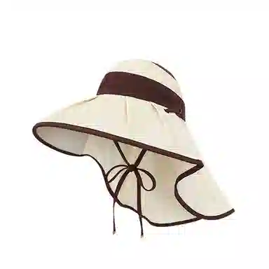 艾佳微 夏季遮阳时尚优雅拼色户外骑车披肩空顶太阳 聚酯纤维 渔夫帽 男女同款情侣款