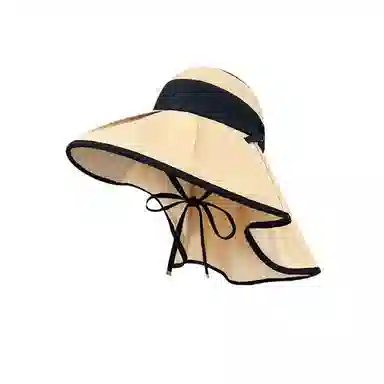 艾佳微 夏季遮阳时尚优雅拼色户外骑车披肩空顶太阳 聚酯纤维 渔夫帽 男女同款情侣款