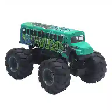 格薇拉 合金大脚校巴车回力巴士汽车 成品模型