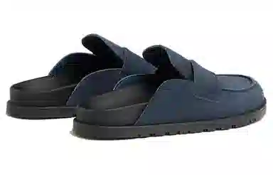 Hermes Round Toe Slip-On Loafers Blue