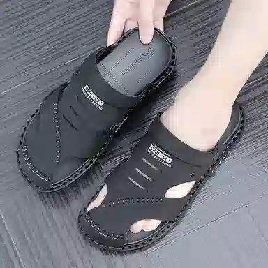 潮泽 合成皮 时尚百搭 沙滩凉鞋 男女同款