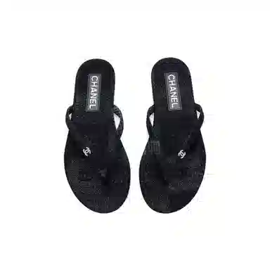 CHANEL 24S Flat Toe Sandals Black