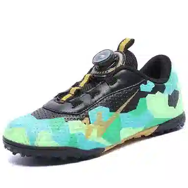 双星 运动舒适 专业草地抓地 减震防滑耐磨防水透气包裹性支撑轻便回弹 足球鞋 女款 黑绿