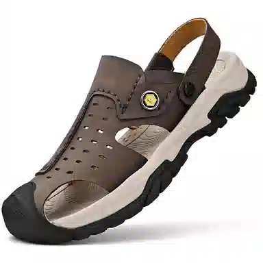 季公羊 二层牛皮 时尚舒适 沙滩凉鞋 男款