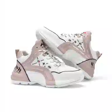 哥仑步 好点舒适 透气吸汗支撑平衡 中帮 老爹鞋 女款 白粉