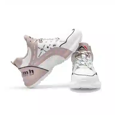 哥仑步 好点舒适 透气吸汗支撑平衡 中帮 老爹鞋 女款 白粉