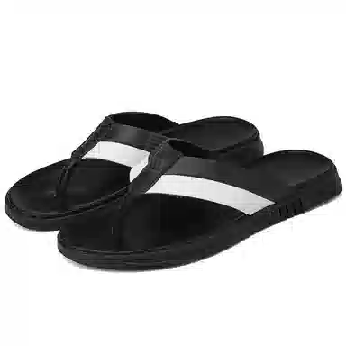 季公羊 二层牛皮 时尚百搭 人字拖鞋 男款