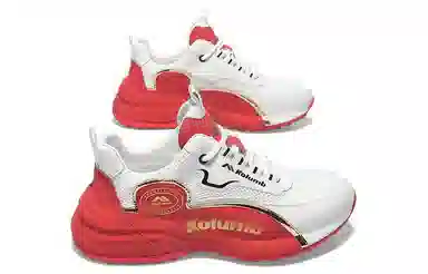 哥仑步 舒适简约 潮流百搭 减震透气增高 低帮 生活休闲鞋 男款 白红