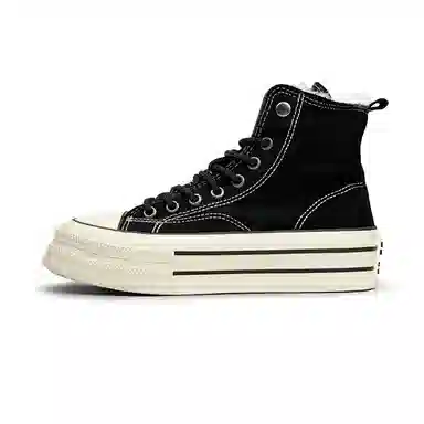 Mengsai High Top Canvas Sneakers Black