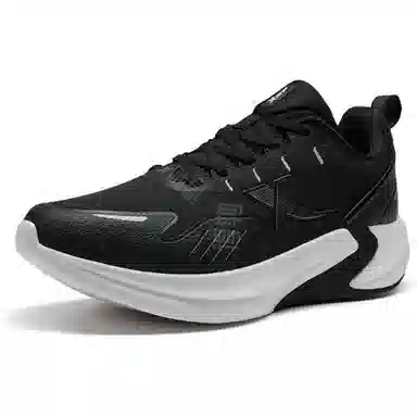 特步 舒适休闲减震透气 低帮跑步鞋 男款 黑色