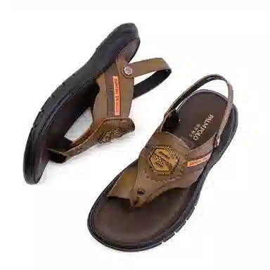 圣大骑士 舒适百搭休闲 防滑人字拖鞋 男款 卡其色