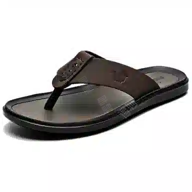 富贵鸟 舒适素面 橡胶底 防滑人字拖鞋 男款