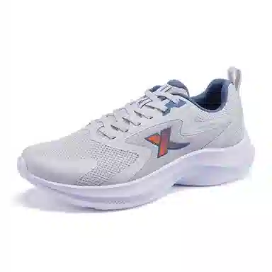 特步 氢风科技 舒适回弹轻质减震防滑耐磨透气 低帮跑步鞋 男款 灰蓝