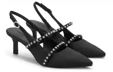 CHARLES&KEITH Textured Rhinestone Sandals 6.3cm