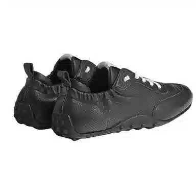 Hermes Calfskin Round Toe Low Lace-Up Sneakers Black