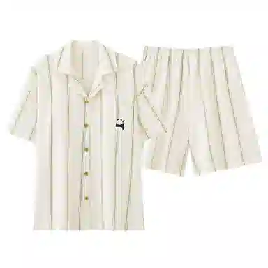 欧迪芬 轻薄舒适轻盈微弹小清新开衫翻领家居服可外穿睡衣套装 女款