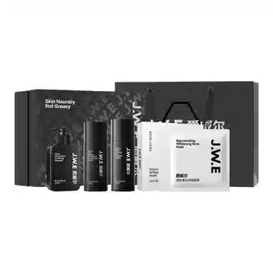 爵威尔 男士温泉水乳洁面玩酷护肤礼盒 控油除螨清洁补水水润清爽保湿油肌专研 温泉水乳+除螨洗面奶+香水/素颜霜/面霜